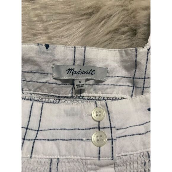 Madewell Loose Top Embroidered Windowpane Square-Neck Button-Down Small - Picture 5 of 9